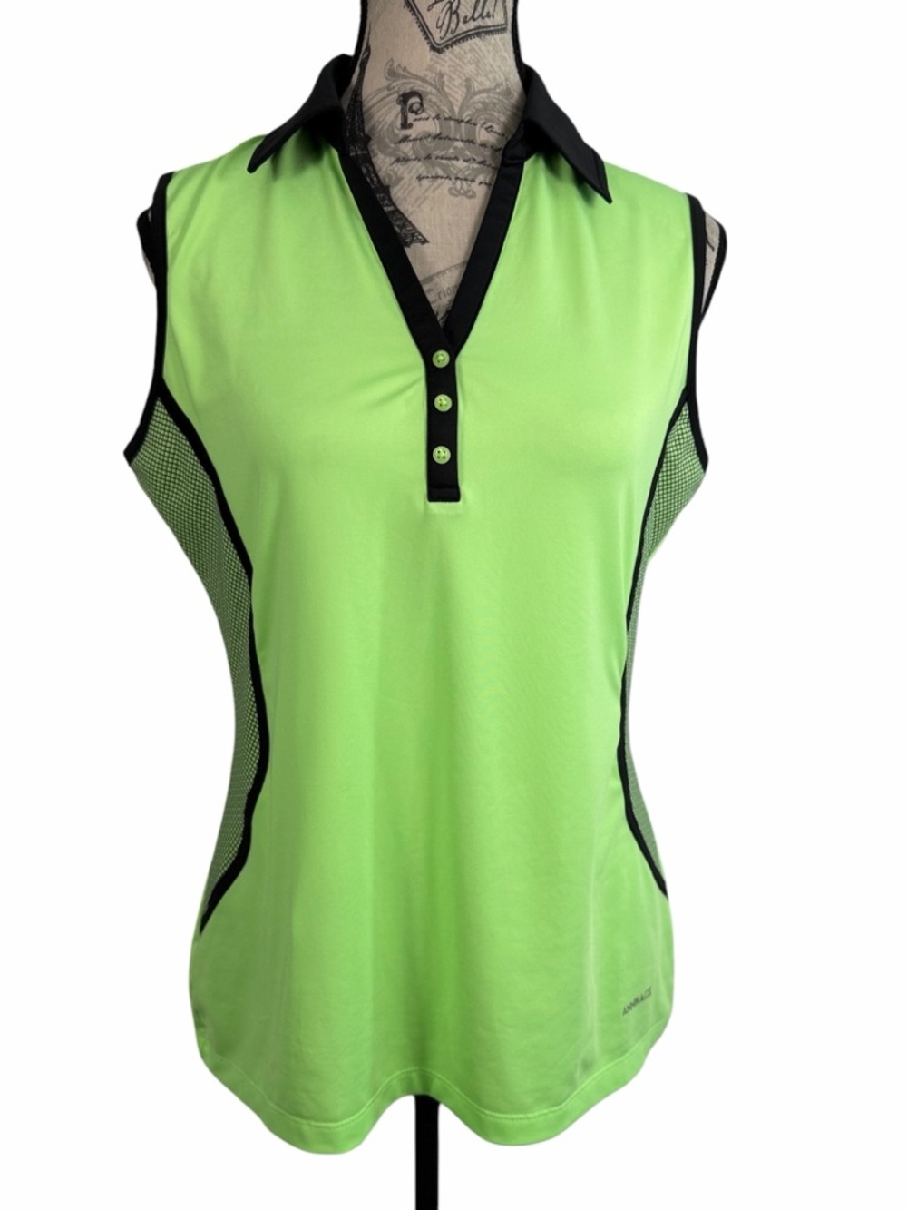 Annika Golf Polo Shirt Women’s Medium Green Sleeveless Mesh Activewear Top| M